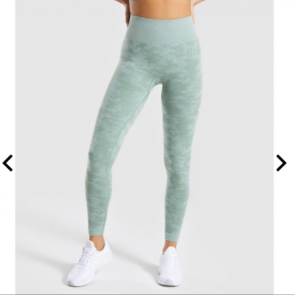 Gymshark light green camo workout leggings